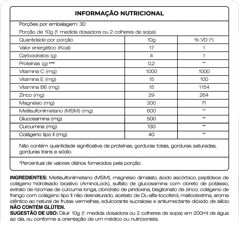 Tabela Nutricional do Alivem Life